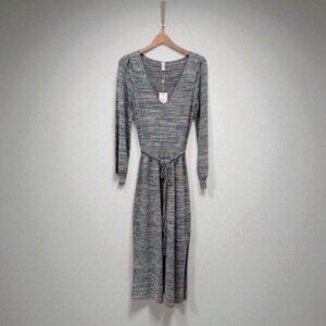 NWT Kivari Naomi V Neck Knit Midi Dress in Teal Marble